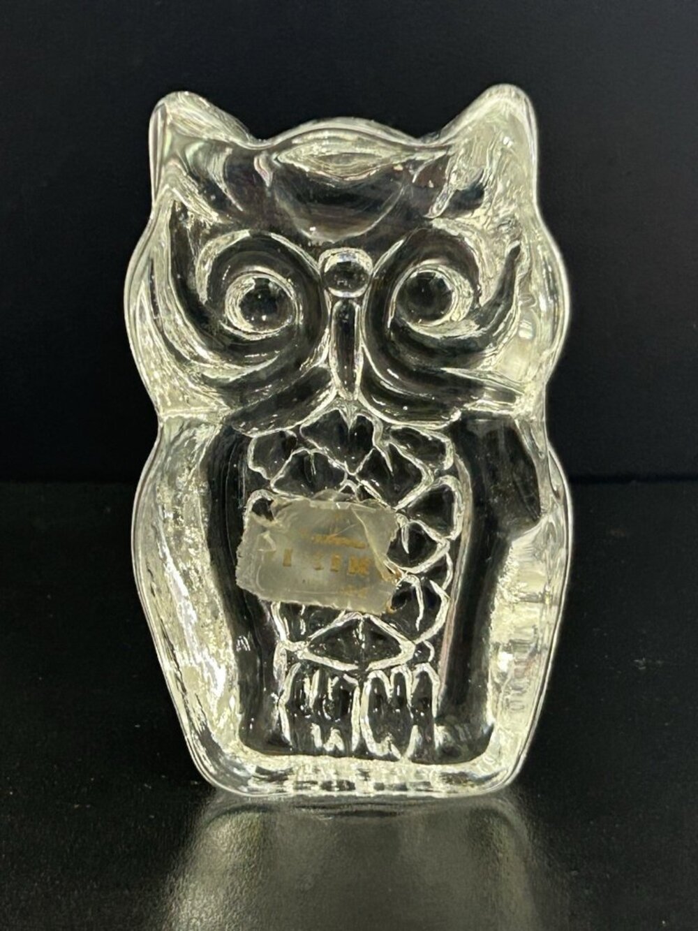 1970s Viking Clear Glass OWL Figurine Paperweight MCM Bookend Handmade USA 3.5" - Picture 5 of 9